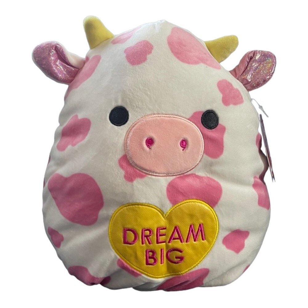 NWT Squishmallow EVANGELICA Cow 12" Pink Spotted Valentines 2023 Dream Big